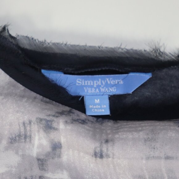 Simply Vera Vera Wang Blue Grey Asymmetrical Shirt, Size Medium - Picture 4 of 9